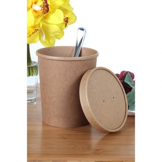 Bol din Carton 16 OZ pentru Supa, Capacitate 473 ml, 50 Buc/Set, Boluri din Carton Natur pentru Supa, Bol din Carton pentru Paste, Boluri din Carton de Unica Folosinta, Boluri din Carton pentru Inghetata, Boluri din Carton pentru Catering