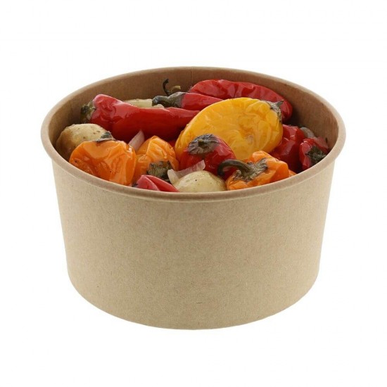 Bol Mare din Carton pentru Salata, 1183 ml, 50 Buc/Set, Boluri din Carton pentru Paste, Boluri din Carton Natur pentru Salata, Bol din Carton de Unica Folosinta, Boluri din Carton pentru Catering 