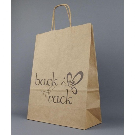 Sacose din Hartie Natur Personalizate, 16x9x21 cm, 1 Culoare Fata, 90 g/m², Maner Sfoara, Sacose din Hartie Personalizate, Pungi Hartie Personalizate, Sacosa Hartie Personalizata, Sacosa Natur Hartie Personalizata