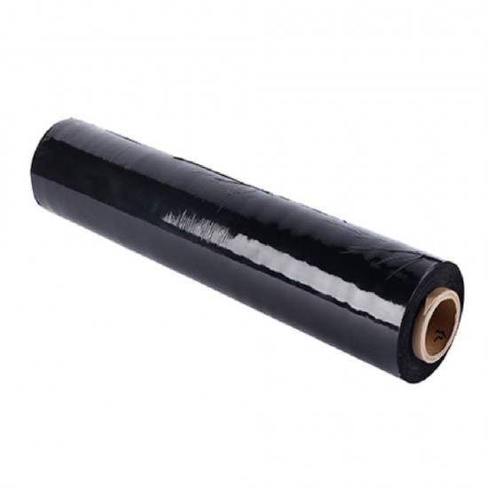 Set 6 Buc Folie Stretch Neagra pentru Uz Manual 1.5 Kg/Rola, 23 MIC, Folie Net 1.2 KG si Tub Carton 300 g - Ambalare si Paletizare