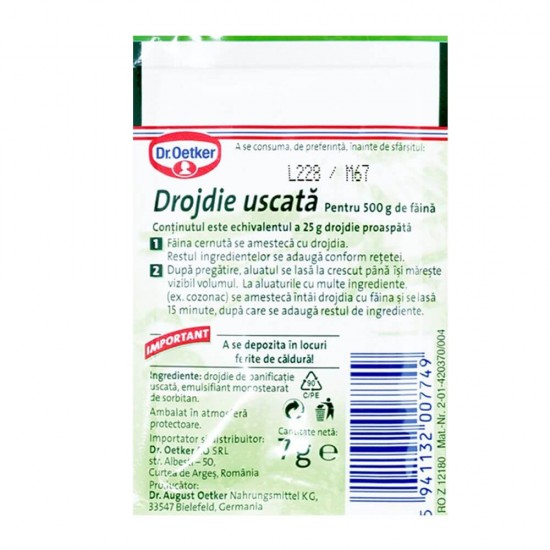 Drojdie Uscata Dr. Oetker, 7g, Drojdie Plicuri Dr. Oetker, Drojdie Uscata, Dr Oetker Pliculete de Drojdie, Dr. Oetker Drojdie Uscata, Plic Drojdie Instant Dr. Oetker, Drojdie fara Framantare