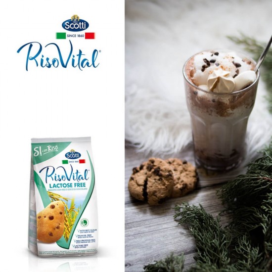 Biscuiti din Orez cu Bucati de Ciocolata Riso Vital, 350g, Biscuiti fara Lactoza cu Ciocolata, Biscuiti Vegani, Biscuiti Naturali, Biscuiti cu Faina de Orez, Biscuiti cu Ciocolata, Biscuiti cu Bucati de Ciocolata, Biscuiti Riso Vital