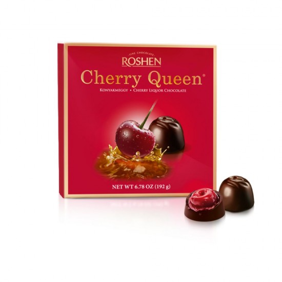 Praline de Ciocolata Roshen Cherry Queen, cu Umplutura de Cirese, 192 g, Praline Cherry Queen, Praline de Ciocolata cu Umplutura de Cirese, Praline Roshen, Praline Roshen Cherry Queen de Ciocolata cu Umplutura de Cirese