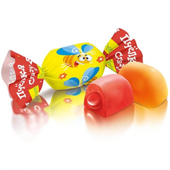 Mix Bomboane Gumate cu Umplutura de Fructe Roshen Crazy Bee Fruity, 200g, Bomboane Roshen, Bomboane cu Umplutura, Bomboane cu Aroma, Bomboane cu Fructe, Roshen Bomboane, Roshen Bomboane cu Umplutura, Bomboane cu Umplutura de Fructe, Bomboane Roshen Fructe