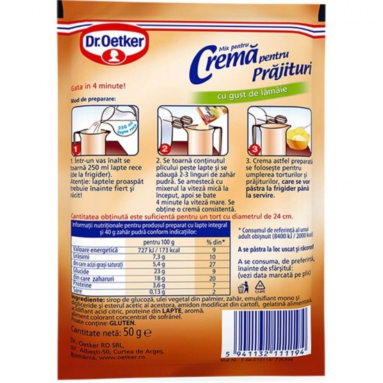 Praf Crema Prajitura cu Caramel Dr. Oetker, 55 g, Praf Crema Prajitura cu Caramel Dr. Oetker, Mix Creme pentru Preparat Prajitura cu Gust de Caramel Dr Oetker, Dr. Oetker Amestec Crema Prajitura Caramel, Mix pentru Crema Prajitura Aroma Caramel
