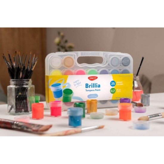 Culori Guasa DACO, 25 Culori/Set, 20 ml/Tub, Model Brilia, Culori Guase, Vopsea Guasa, Vopsele Guase, Guasa Set, Culori pentru Pictat Lavabile, Culori Pictura, Culori pentru Desen