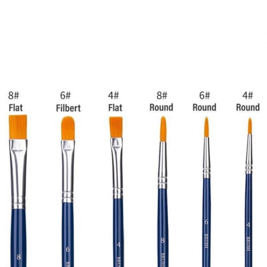 Set 6 Pensule, Deli, Par Sintetic, Diverse Dimensiuni si Forme, Pensule Par Sintetic Deli, Set de Pensule Deli, Pensule Sintetice Deli,  Accesorii Pentru Pictura