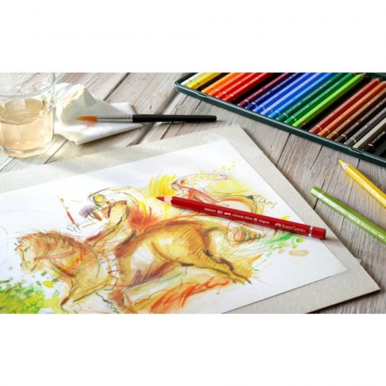 Set 12 Creioane Colorate Acuarelabile Faber-Castell, Hexagonale, Pensula Inclusa, Set Creioane Acuarelabile Faber Castell, Set Creioane Acuarela Faber Castell, Set Creioane Colorate Acuarela Faber Castell, Creioane pe Baza de Apa