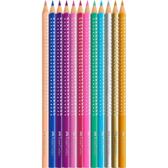 Set Cadou 12 Creioane Colorate Sparkle Faber-Castell, Diverse Culori, Creioane Colorate Set, Creioane Colorate Faber-Castell, Set Creioane Colorate, Set Cadou de Creioane Colorate, Seturi Cadou Creioane Colorate, Creioane Colorate la Set