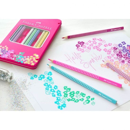 Set Cadou 12 Creioane Colorate Sparkle Faber-Castell, Diverse Culori, Creioane Colorate Set, Creioane Colorate Faber-Castell, Set Creioane Colorate, Set Cadou de Creioane Colorate, Seturi Cadou Creioane Colorate, Creioane Colorate la Set