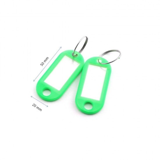 Breloc cu Eticheta pentru Chei, 50x20 mm, 100 Buc/Set, Verde, Tag pentru Chei, Breloc din Plastic pentru Chei