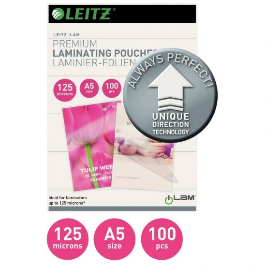 100 Folii de Laminare la Cald Leitz UDT, A5, 125 Microni, Finisaj Lucios, Folie pentru Laminare la Cald, Folie A5 pentru Laminare la Cald, Folie A5 Laminare la Cald, Folie Laminare la Cald, Folie Laminare 125 Microni, Set 100 Folii Laminare la Cald Leitz