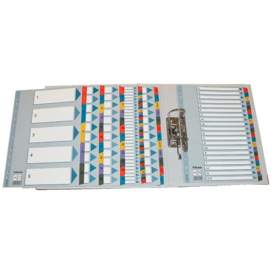 Index A4 Esselte Mylar, Carton, cu 10 Separatoare, Index cu Separatoare Colorate, Index cu 10 Separatoare Colorate, Index de Carton cu Separatoare, Index Arhiva, Index Dosar, Index Caiet Mecanic, Index Organizare