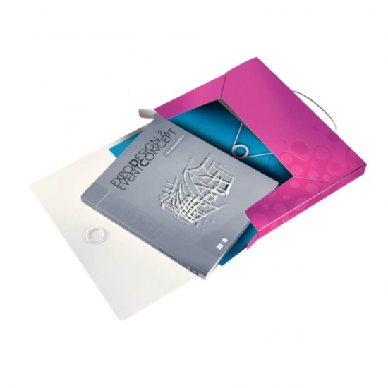 Mapa cu Elastic A4 Jumbo Leitz Wow, Roz Metalizat, Burduf 30 mm, Mapa Proiecte, Mapa Prezentare A4, Mapa Leitz, Mapa Proiecte  Leitz