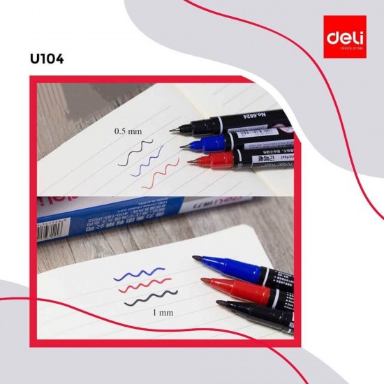 Marker CD Deli, Doua Capete, 0.5/1 mm, Negru, Marker CD Negru, Marker pentru CD, Marker Negru pentru CDuri, Marker Negru CD, Marker cu Doua Capete, Marker Doua Capete, Marker CD cu Doua Capete, Marker CD Doua Capete