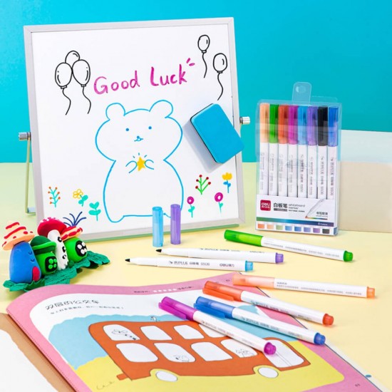 Marker Whiteboard Deli Slim, 8 Buc/Set, Multicolor, Marker Deli, Marker Deli Slim, Marker Multicolor, Marker Whiteboard, Markere Whiteboard, Marker Tabla Magnetica, Markere Tabla Magnetica 