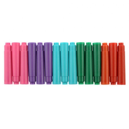 Patroane Cerneala Daco, 6 Culori, 50 Buc/Cutie, Rezerva pentru Stilou, Rezerve Patroane Daco, Patron pentru Stilou, Patroane Cerneala de Diferite Culori, Cutie cu Patroane Colorate, Patroane Stilou cu Cerneala Colorata