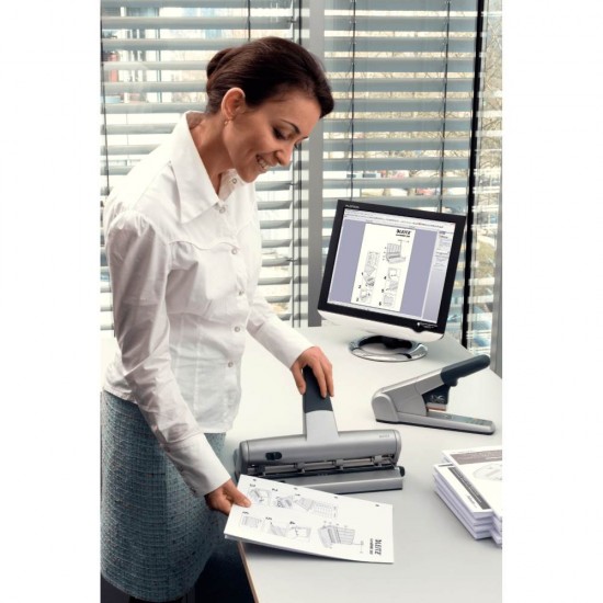 Perforator Leitz 5114, Capacitate 30 Coli, 4 Perforatii, Plastic/Metal, Gri, Perforator pentru Hartie, Perforator de Hartie, Perforatoare Hartie, Perforatoare Birou, Perforatoare de Hartie, Perforatoare 30 Coli, Perforatoare Scoala, Perforatoare Leitz