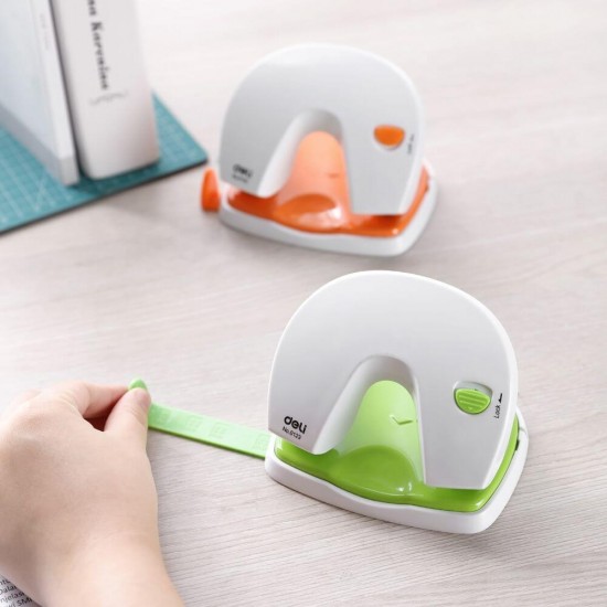 Perforator Birou Deli Vivid, 20 Coli, Alb si Verde, Perforator de Hartie, Perforatoare Manuale pentru Birou, Perforatoare pentru Hartie, Deli Vivid Perforator cu Indicator Gradat, Perforator cu Indicator Gradat pentru Birou Deli Vivid