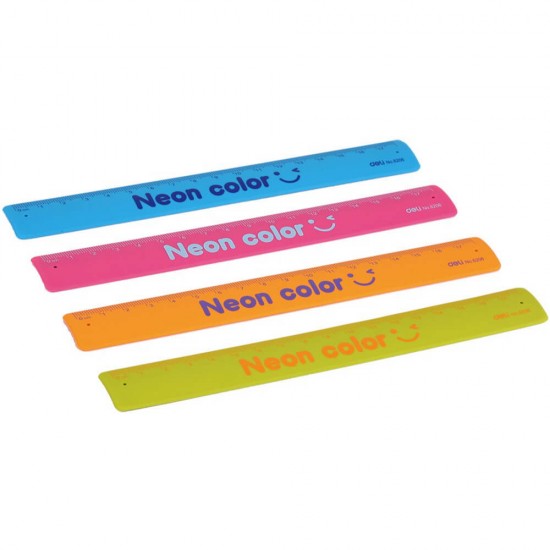 Rigla Flexbila din Silicon Deli Neon Color, Dimensiune 18 cm, Albastra, Rigla, Rigla Flexibila, Rigla din Silicon, Rigla Deli, Rigla din Silicon Deli, Rigla Silicon Deli, Rigla 18 cm, Rigla din Silicon 18 cm, Rigla Gradata