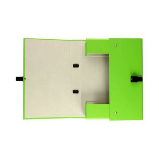 Servieta din Carton Laminat A4 OFFICE Products, Capacitate 390 Coli, 319x240x50 mm, Culoare Verde Deschis, Serviete din Carton pentru Documente, Servieta  de Carton Documente, Servieta din Carton cu Maner Plastic si Clips Inchidere