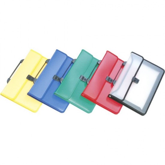 Servieta din Plastic A4 Expandabila cu 2 Compartimente, Capacitate 300 Coli, 340x260x35 mm, Culoare Verde Transparent, Serviete din Plastic DONAU, Serviete cu Compartimente, Serviete Plastic pentru Documente, Serviete cu Clips de Inchidere