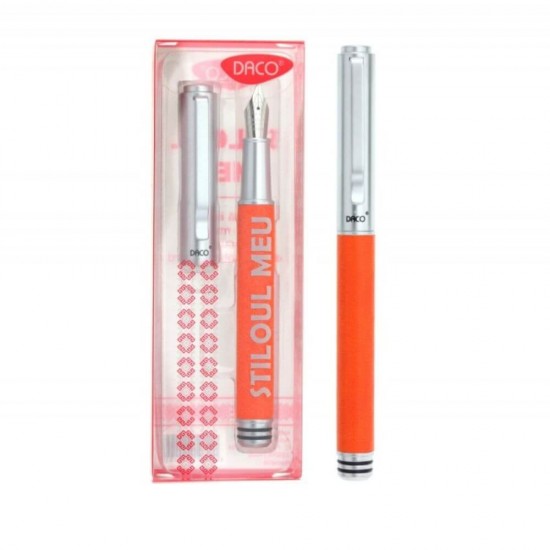 Stilou DACO Metalic, Penita Iridium, Portocaliu, Cerneala Standard, Ambalare Cutie, Stilouri cu Penita Iridium, Stilouri Office, Stilouri Elegante, Stilouri cu Cerneala Standard, Rechizite, Accesorii pentru Scris, Instrumente de Scris