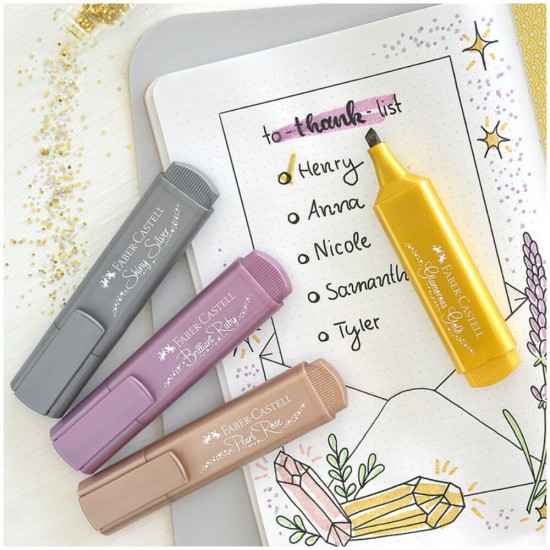 Textmarker Faber – Castell 1546, Roz Metalizat, Rechizite Scolare, Textmarker Pigmentat, Accesorii pentru Birou, Marker Metalizat Roz, Textmarker Roz