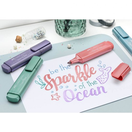 Textmarker Faber – Castell 1546, Rosu Metalizat, Rechizite Scolare, Textmarker Pigmentat, Accesorii pentru Birou, Marker Metalizat Rosu, Textmarker Rosu
