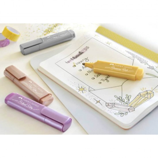 Textmarker Faber – Castell 1546, Roz Metalizat, Rechizite Scolare, Textmarker Pigmentat, Accesorii pentru Birou, Marker Metalizat Roz, Textmarker Roz