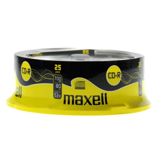 Set 25 CD-R Inscriptibil Maxell cu Suport, Capacitate 700 Mb, Viteza 52x, Maxell Set CD-uri, Maxell CD Inscriptibil, CD-R Inscriptibil 52x700 Mb, Set CD-R Maxell 52x700 Mb, Cd-uri Printabile pentru Muzica