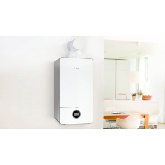 Centrala Termica pe Gaz Bosch Condens 7000i GC7000iW 35, Montare pe Perete, Kit Evacuare Gaze Arse Orizontal de 1 m cu Adaptor D=80/125 mm la D=60/100 mm, Incalzire 35 kW, Centrala Termica Bosch, Centrala Termica cu Condensare pe Gaz