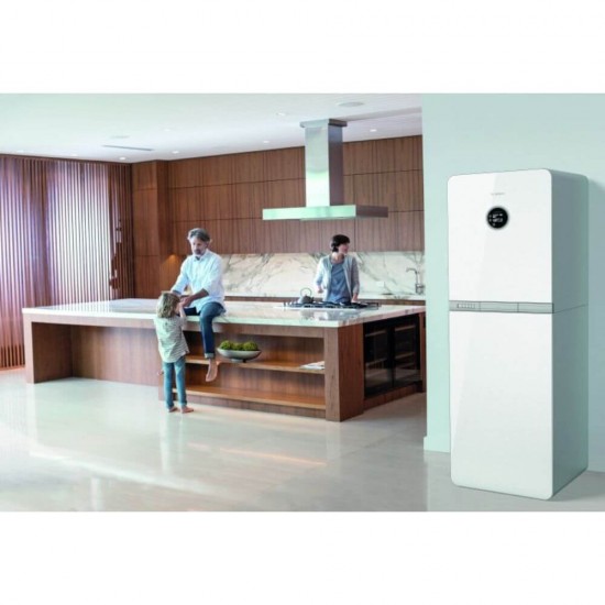 Centrala Termica Bosch Condens 9000i GC9000iWM30/100-1S, Boiler 100 L Incorporat, Kit Evacuare Gaze Arse Orizontal de 1 m cu Adaptor D=80/125mm la D=60/100mm, Incalzire 30 kW, ACM 30 kW, Centrala cu Boiler Incorporat