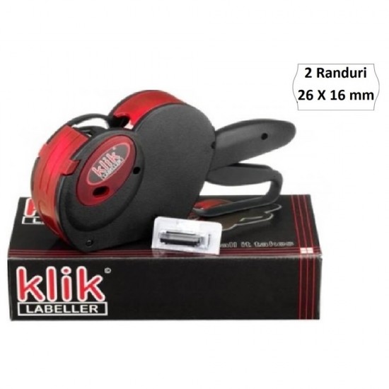 Marcator de Pret KLIK 9+9, Doua Randuri, 18 Caractere, Etichete 26x16 mm, Aparat de Etichetat, Aparate de Etichetat, Marcatoare de Pret, Marcator Pret, Marcatoare Pret, Aparate Etichetat, Aparate Etichete, Aparat Etichete, Marcatoare pentru Pret