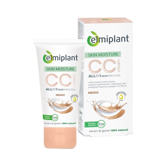 Crema CC Elmiplant Skin Moisture, Nuanta Mediu, 50 ml, Crema pentru Ten, Crema CC pentru Ten, Fond de Ten CC, Crema Skin Moisture CC, Crema CC de Ten, Crema Ingrijire Ten, Crema CC Ingrijire, Creme CC, Creme pentru Ten