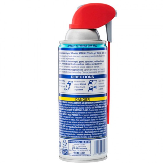 Vaselina pe Baza de Litiu WD-40 400 ml, Smart Straw White Lithium, Spray cu Vaselina, Solutie pe Baza de Vaselina, Solutie Lubrifianta cu Vaselina, Vaselina pentru Lubrifiere, Vaselina Lubrifianta pe Baza de Litiu