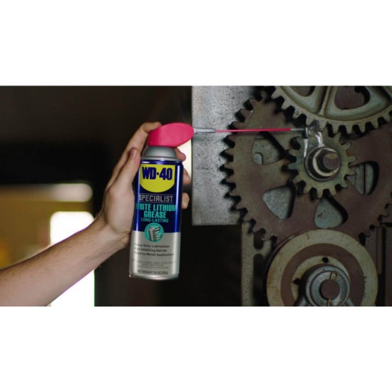 Vaselina pe Baza de Litiu WD-40 400 ml, Smart Straw White Lithium, Spray cu Vaselina, Solutie pe Baza de Vaselina, Solutie Lubrifianta cu Vaselina, Vaselina pentru Lubrifiere, Vaselina Lubrifianta pe Baza de Litiu