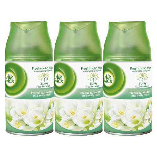 AIR WICK Rezerva Spray Odorizant Freshmatic, Frezie si Iaomie, 250ml, Parfum Floral, Spray tip Aerosol, Odorizant Camera,  Spray pentru Camera, Odorizant Spray Parfumat, Rezerva Spray Parfumat, Spray Frezie si Iasomie