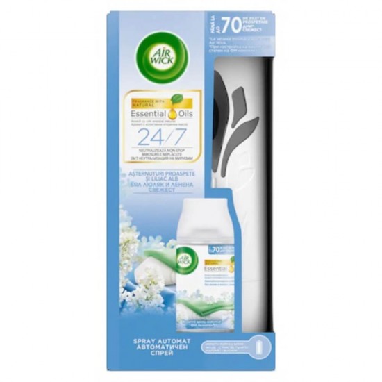 Set Aparat Freshmatic Essential Oils + Spray Odorizant de Camera AIR WICK, 250ml, Air Wick Spray, Parfum Floral, Spray tip Aerosol, Odorizant Camera, Spray Odorizant, Spray de Camera Parfumat, Odorizant cu Aparat AIR WICK