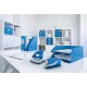 Suport Vertical Documente Leitz Wow, A4, Plastic, Albastru Metalizat, Suport Documente Leitz Wow, Suport Vertical pentru Documente, Suport Birou Documente, Suport de Birou pentru Documente, Suport Acte, Suport Hartii