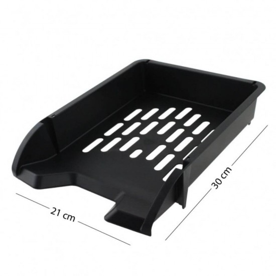Suport Orizontal Documente ECADA, Material Plastic, Culoare Neagra, Suport Documente, Tavita Documente, Suport Documente din Plastic, Suport Documente Birou, Organizator Documente, Organizator Reviste, Organizator Dosare