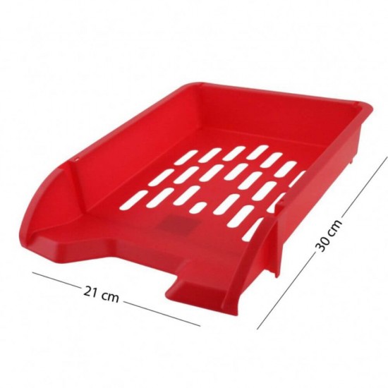 Suport Orizontal Documente ECADA, Material Plastic, Culoare Rosie, Suport Documente, Tavita Documente, Suport Documente din Plastic, Suport Documente Birou, Organizator Documente, Organizator Reviste, Organizator Dosare