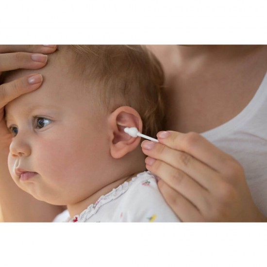 Betisoare Urechi Lula pentru Copii, 60 Buc/Set, Bumbac Natural, Culoare Albastra, Betisoare pentru Urechi, Betisoare Igiena Urechi, Betisoare din Bumbac pentru Urechi, Betisoare de Urechi pentru Bebelusi, Betisoare de Urechi cu Opritori