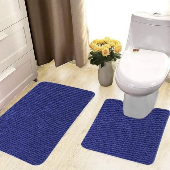 Set 3 Covorase Baie NOVA HOME, 85x55 cm, Polipropilena Albastra, Set Covorase Baie, Covorase pentru Baie, Covoras pentru Baie, Covorase de Baie Plusate, Pres pentru Baie, Presuri de Baie, Covorase de Baie Antialunecare