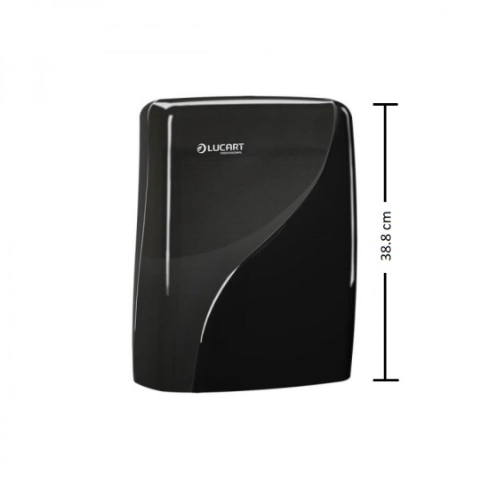 Dispenser Prosoape Pliate, 38.8x30.5x13 cm, Plastic, Culoare Neagra, Dispensere Prosoape Lucart, Dispensere pentru Prosoape din Hartie Pliate, Dispensere pentru Prosoape Hartie, Dispenser pentru Uz Profesional, Articole Profesionale de Igiena