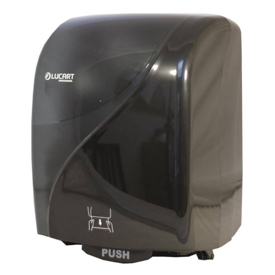 Dispenser Lucart Prosoape, 38x29x22 cm, Plastic, Culoare Neagra, Dispenser pentru Prosoape, Dispensere pentru Prosoape Hartie, Dispenser pentru Uz Profesional, Dispenser din Plastic pentru Role Hartie, Articole Profesionale de Igiena