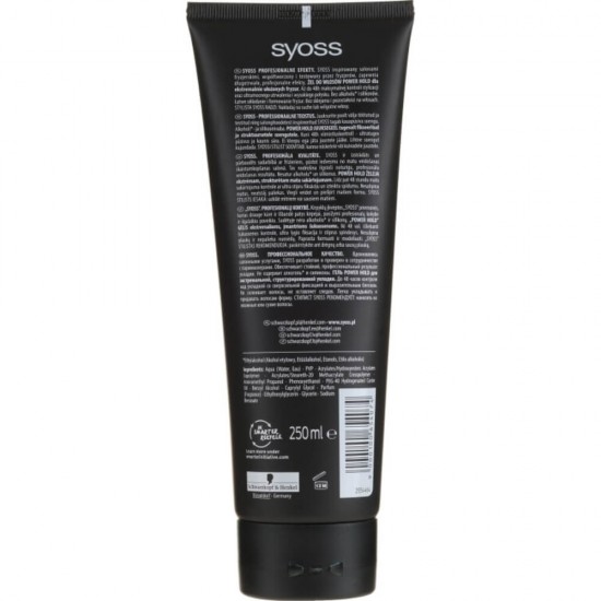 Gel de Par SYOSS Power Hold Extreme, 250 ml, Ultra Strong Hold, Confera Stralucire Parului, Gel pentru Par, Gel Coafare Par, Gel de Par pentru Barbati, Gel de Par Fixator, Gel de Par cu Efect de Fixare, Gel Fixator pentru Par