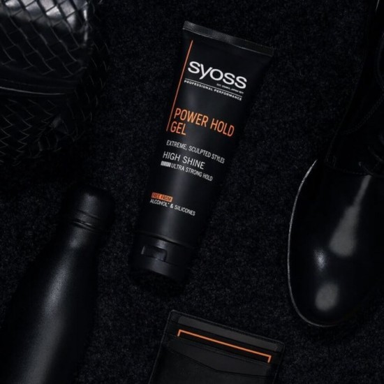 Gel de Par SYOSS Power Hold Extreme, 250 ml, Ultra Strong Hold, Confera Stralucire Parului, Gel pentru Par, Gel Coafare Par, Gel de Par pentru Barbati, Gel de Par Fixator, Gel de Par cu Efect de Fixare, Gel Fixator pentru Par