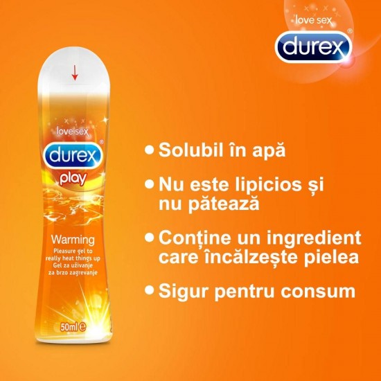 Lubrifiant DUREX Play Warming 50 ml, Lubrifiant DUREX, Lubrifiant Incolor, Lubrifiant Anal, Lubrifiant Oral, Lubrifiant Warming