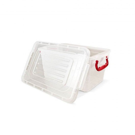 Cutie Alimente STERK, 4L, 29x20x11 cm, Dreptunghiulara cu Capac si Manere, Plastic Transparent, Cutii din Plastic Depozitare Alimente, Cutie Alimentara din Plastic, Caserole din Plastic pentru Alimente, Cutii Depozitare cu Capac pentru Alimente